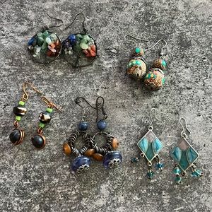 5 pairs of boho earrings
